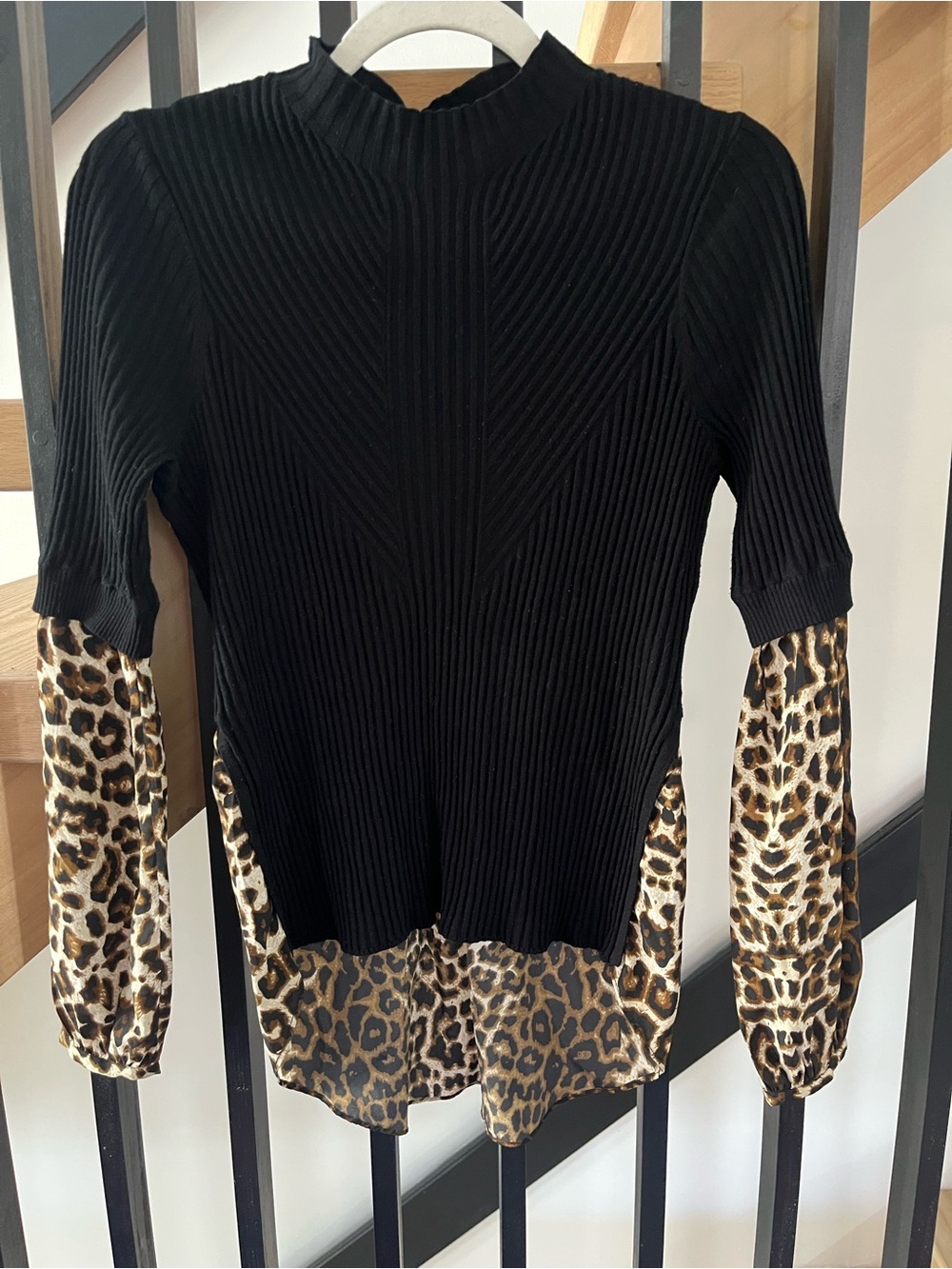 Veronica Beard Silk Leopard Print High Low Blouse Size S